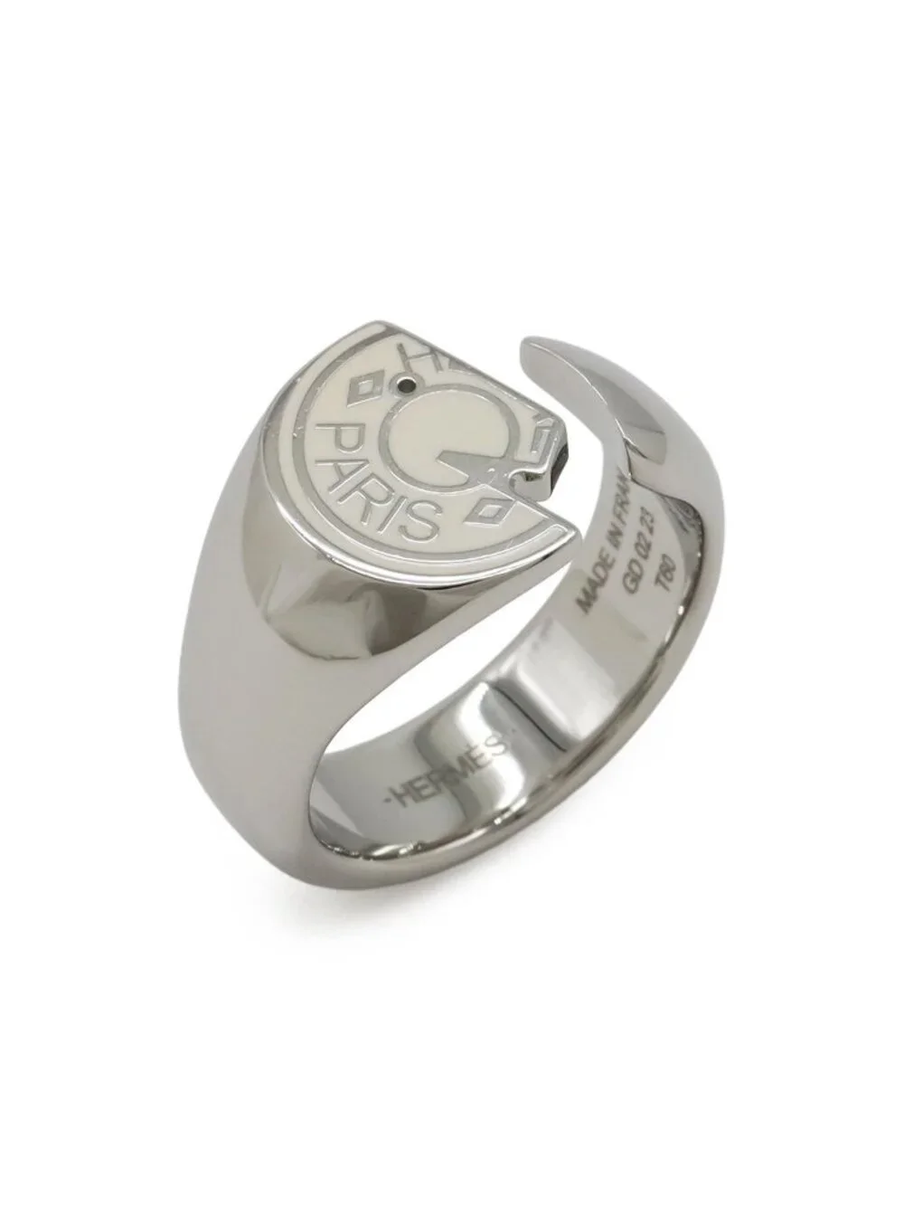 Hermes Clou de Selle Cal Open Ring Metal Ivory